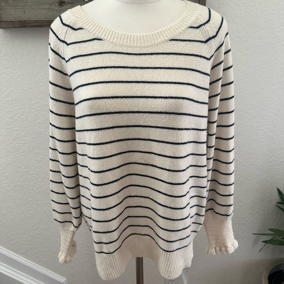 Rebecca Taylor Sweaters - Rebecca Taylor Cream and Black Striped Sweater wool blend size Large
